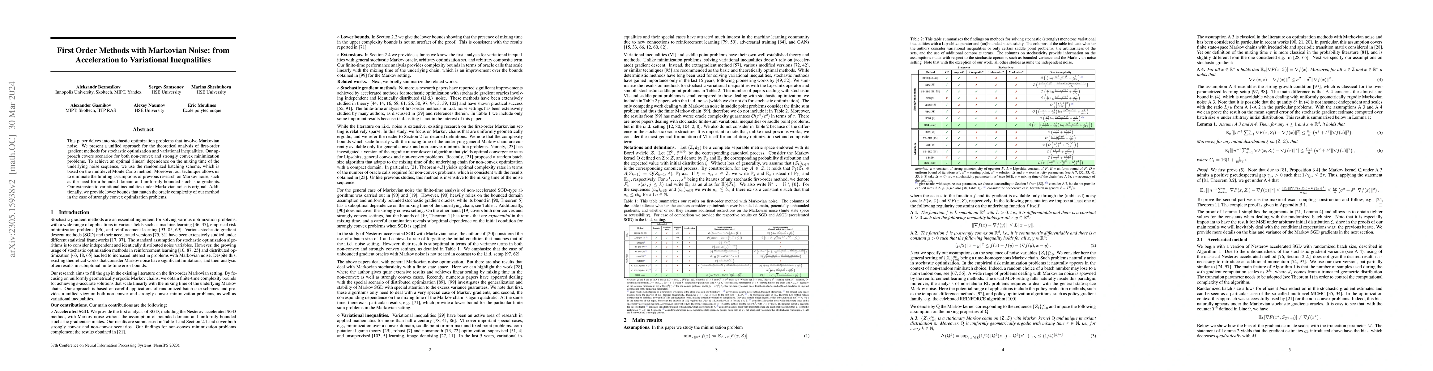 Thumbnail for First Order Methods with Markovian Noise: from Acceleration to
  Variational Inequalities