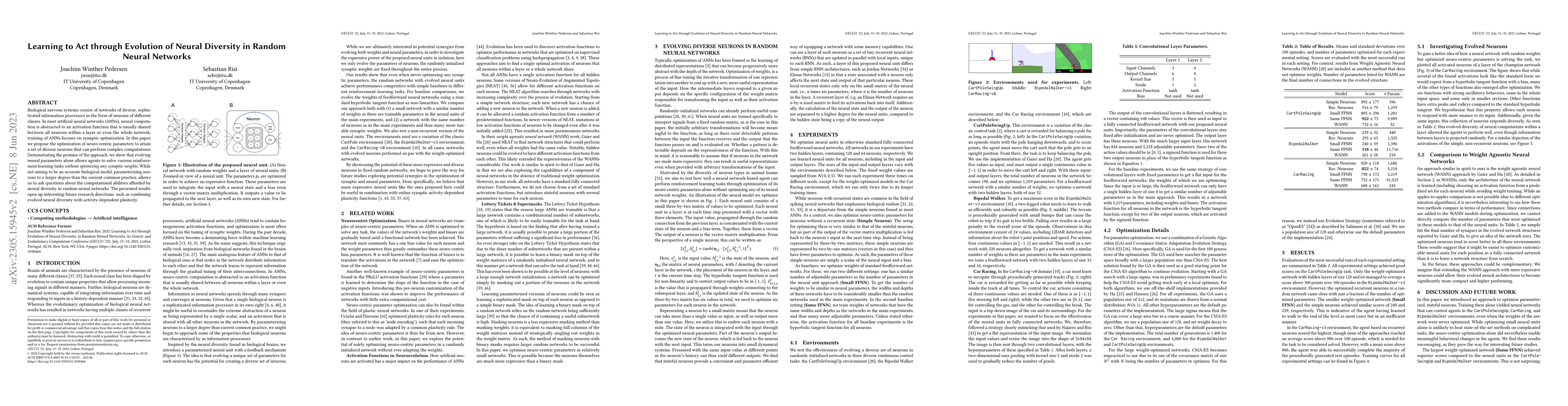 Thumbnail for Learning to Act through Evolution of Neural Diversity in Random Neural
  Networks