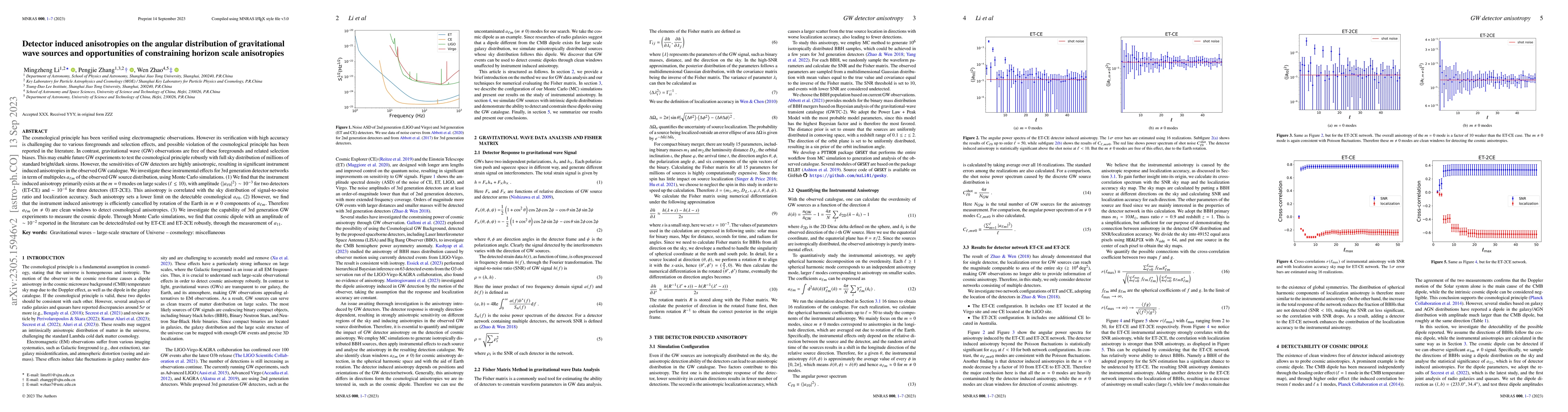 Thumbnail for Detector induced anisotropies on the angular distribution of
  gravitational wave sources and opportunities of constraining horizon scale
  anisotropies