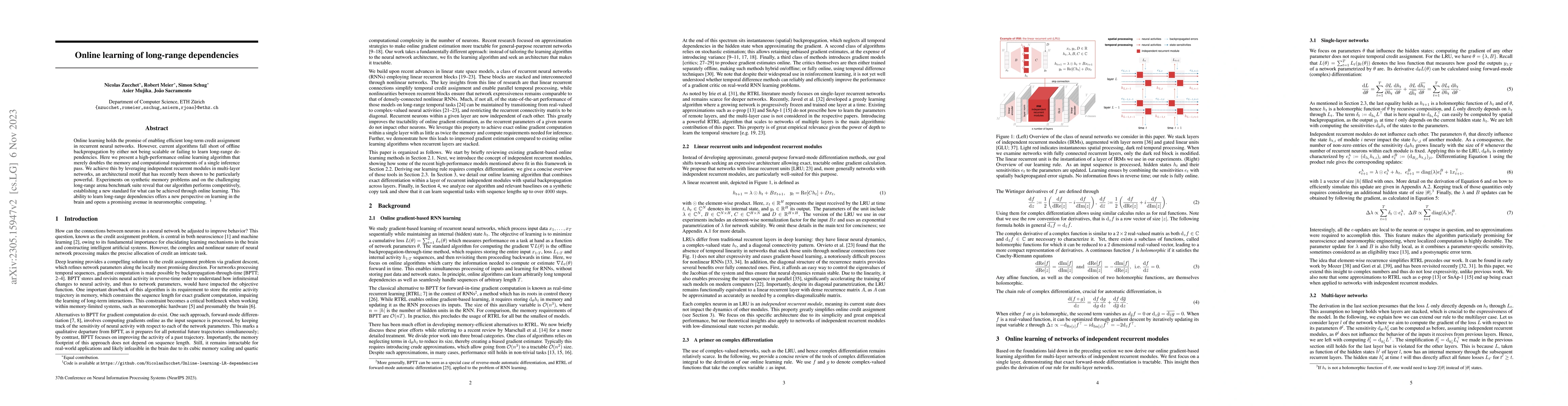 Thumbnail for Online learning of long-range dependencies