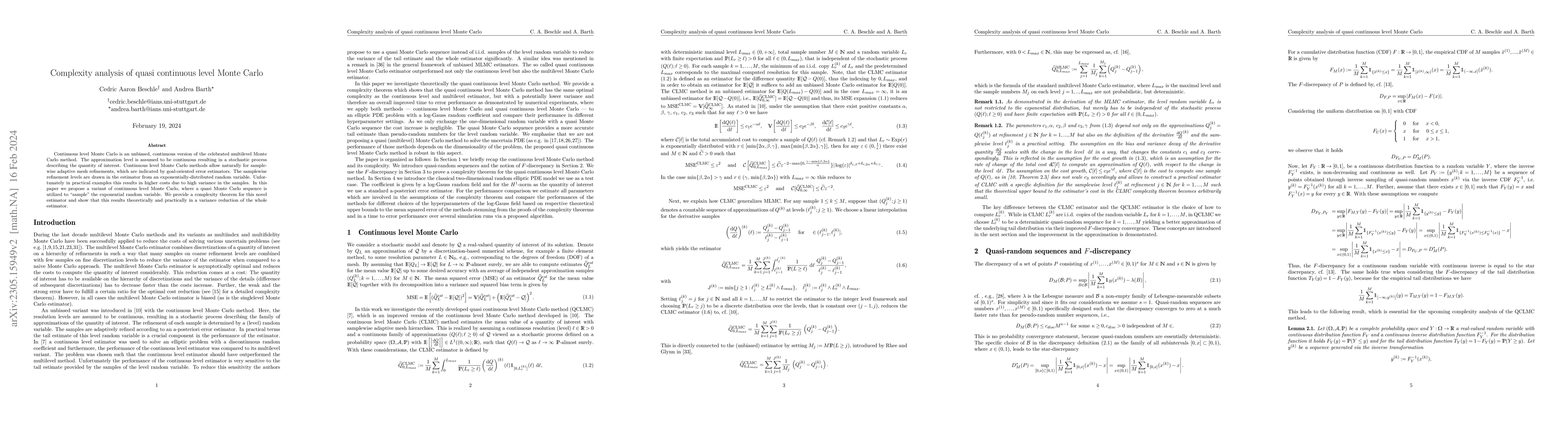 Thumbnail for Complexity analysis of quasi continuous level Monte Carlo