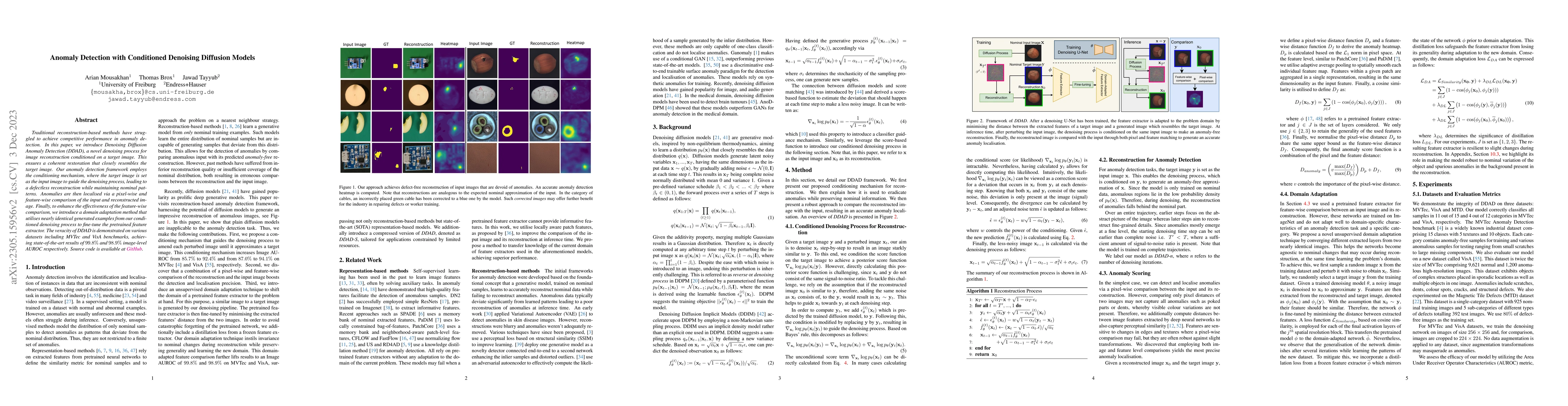 Thumbnail for Anomaly Detection with Conditioned Denoising Diffusion Models