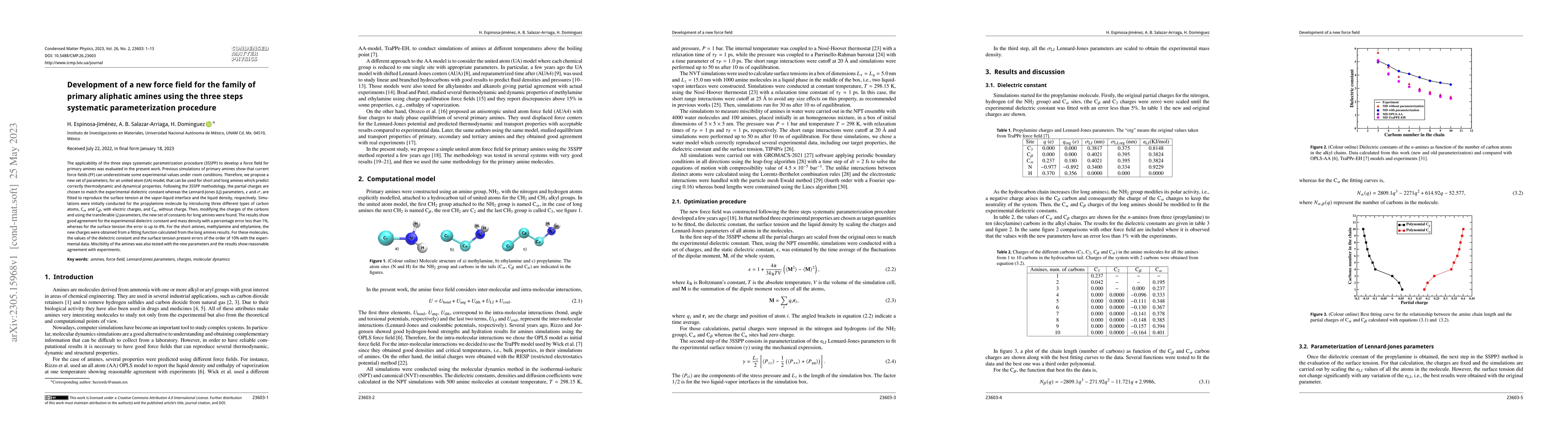 Thumbnail for Development of a new force field for the family of primary aliphatic
  amines using the three steps systematic parameterization procedure