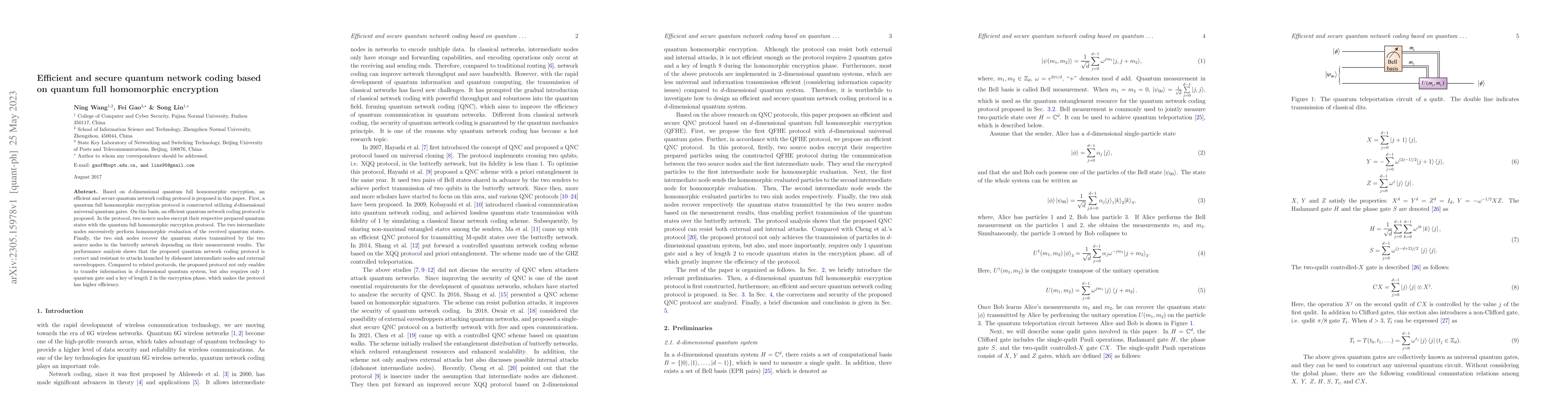 Thumbnail for Efficient and secure quantum network coding based on quantum full
  homomorphic encryption