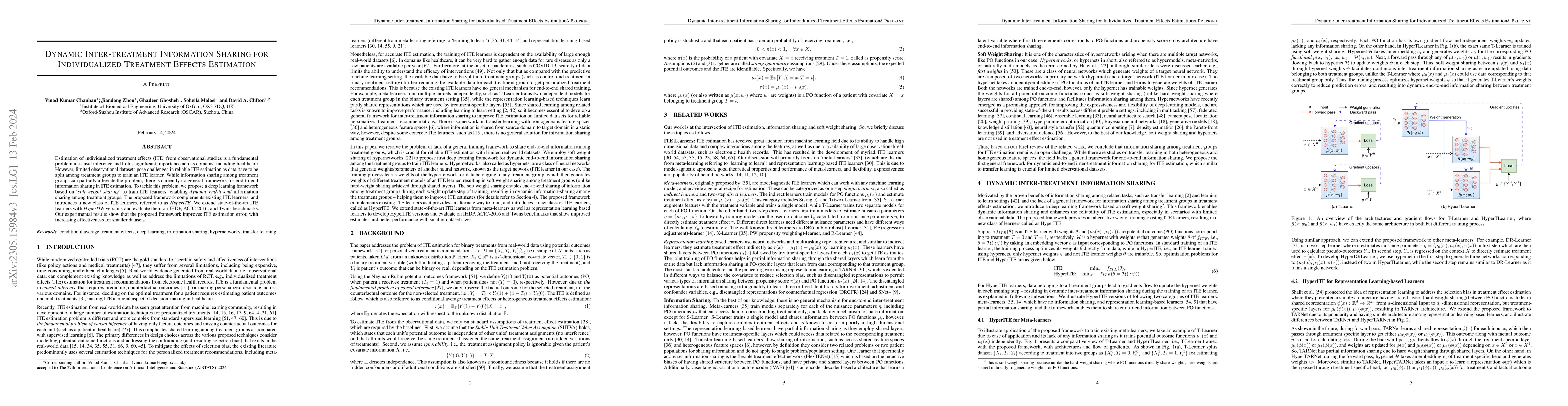 Thumbnail for Dynamic Inter-treatment Information Sharing for Individualized Treatment
  Effects Estimation