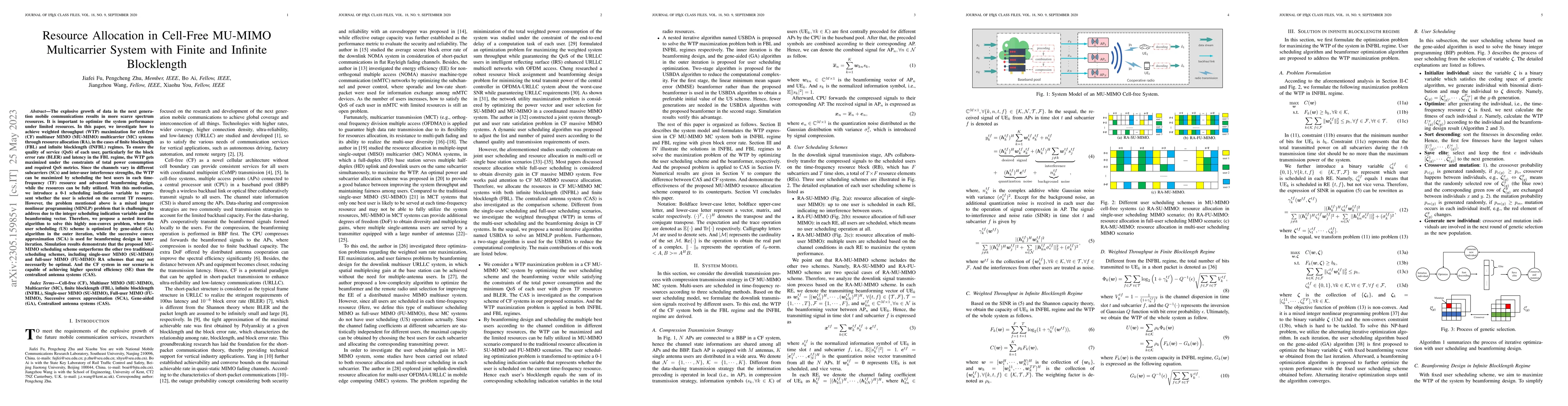 Thumbnail for Resource Allocation in Cell-Free MU-MIMO Multicarrier System with Finite
  and Infinite Blocklength