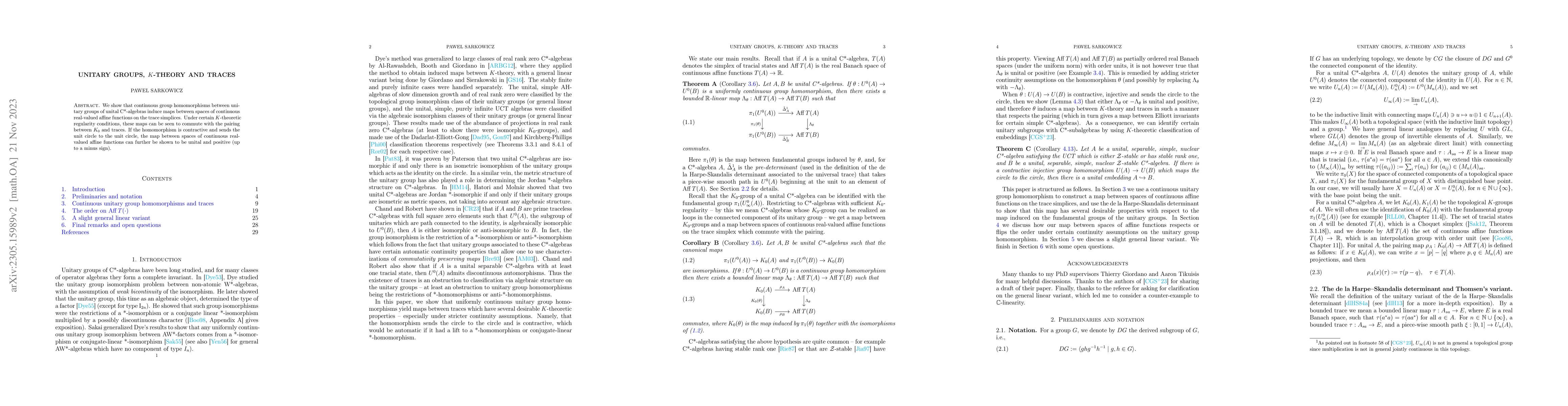 Thumbnail for Unitary groups, K-theory and traces