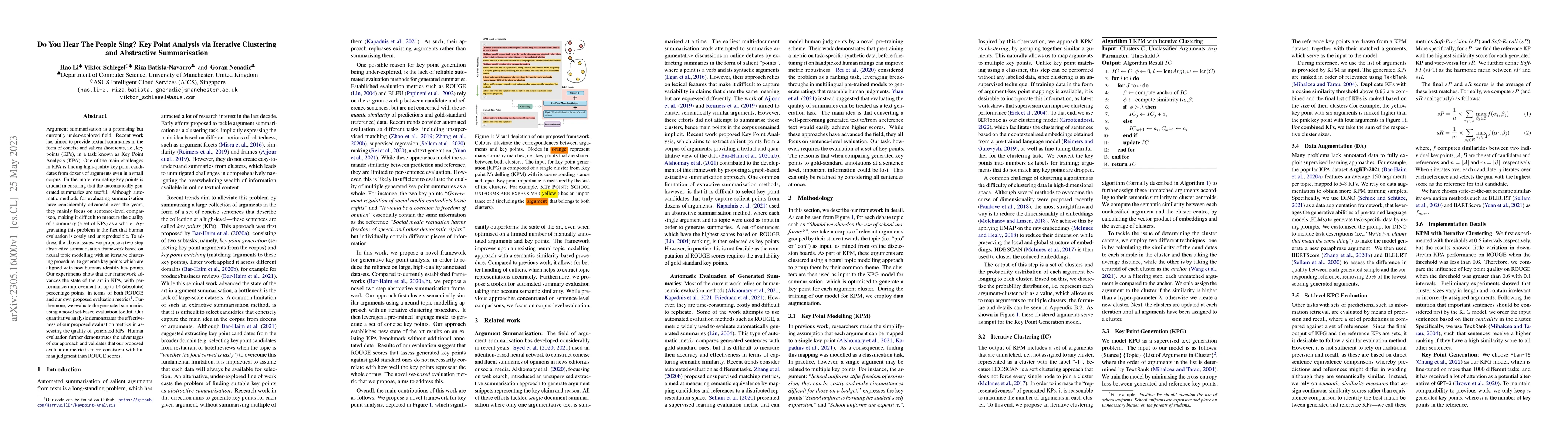 Thumbnail for Do You Hear The People Sing? Key Point Analysis via Iterative Clustering
  and Abstractive Summarisation