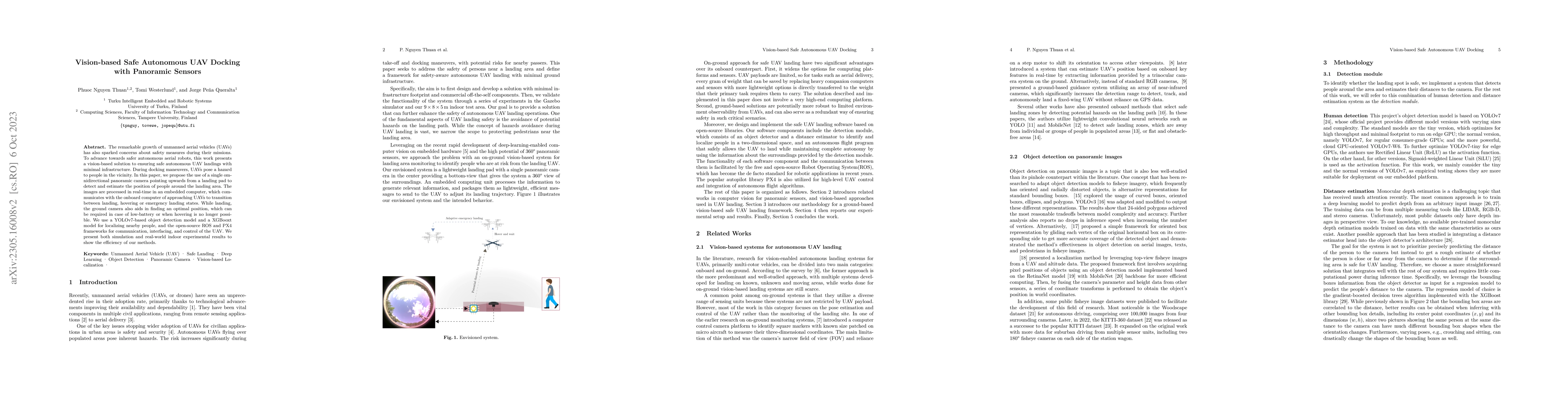 Thumbnail for Vision-based Safe Autonomous UAV Docking with Panoramic Sensors