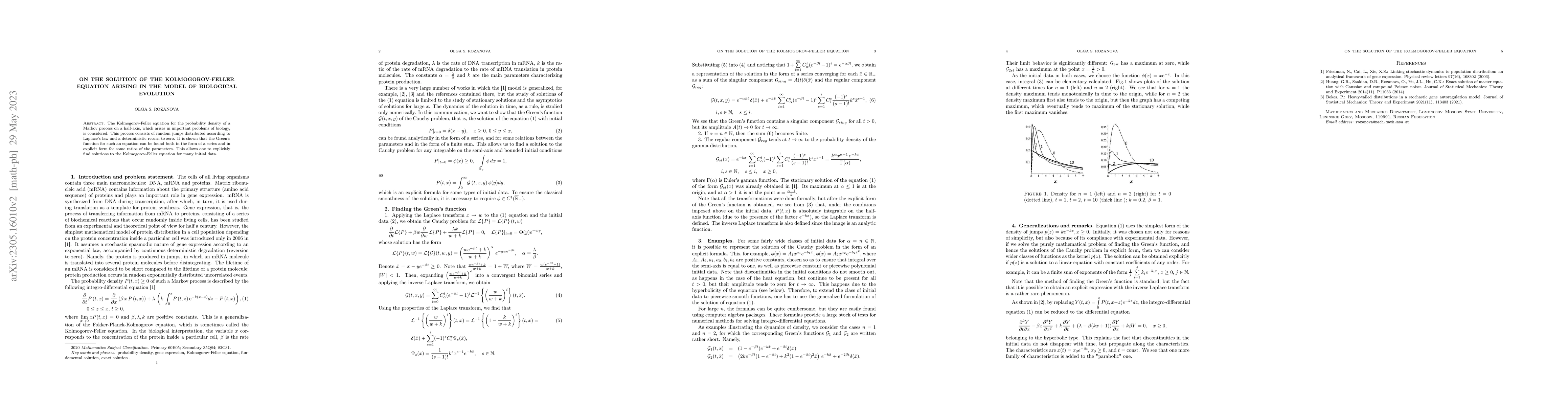 Thumbnail for On the solution of the Kolmogorov-Feller equation arising in the model
  of biological evolution