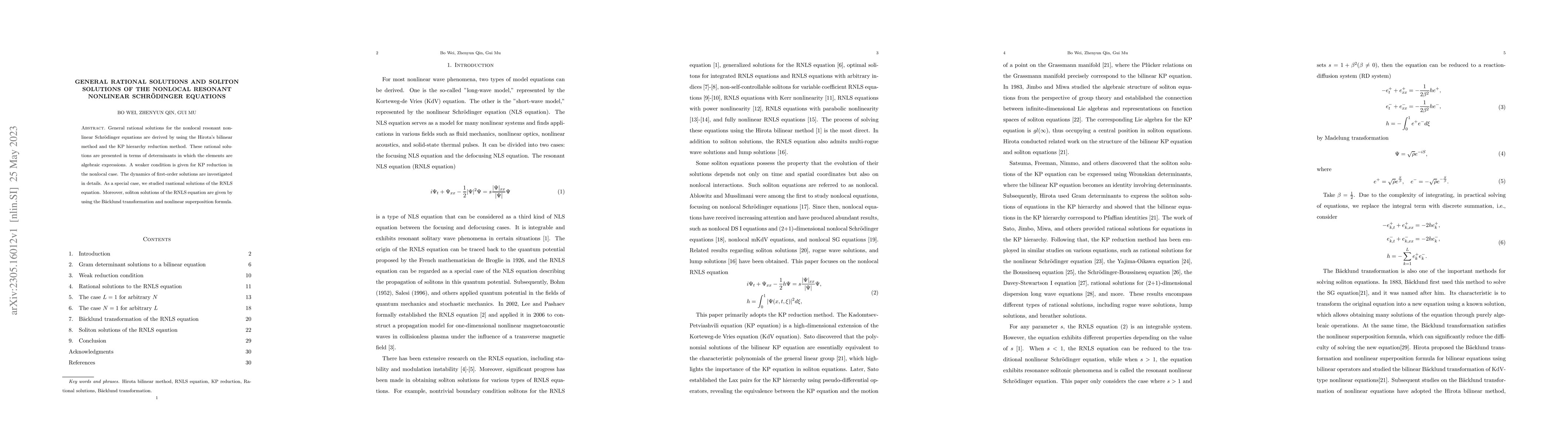 Thumbnail for General Rational Solutions and Soliton Solutions of the Nonlocal
  Resonant Nonlinear Schrodinger Equations