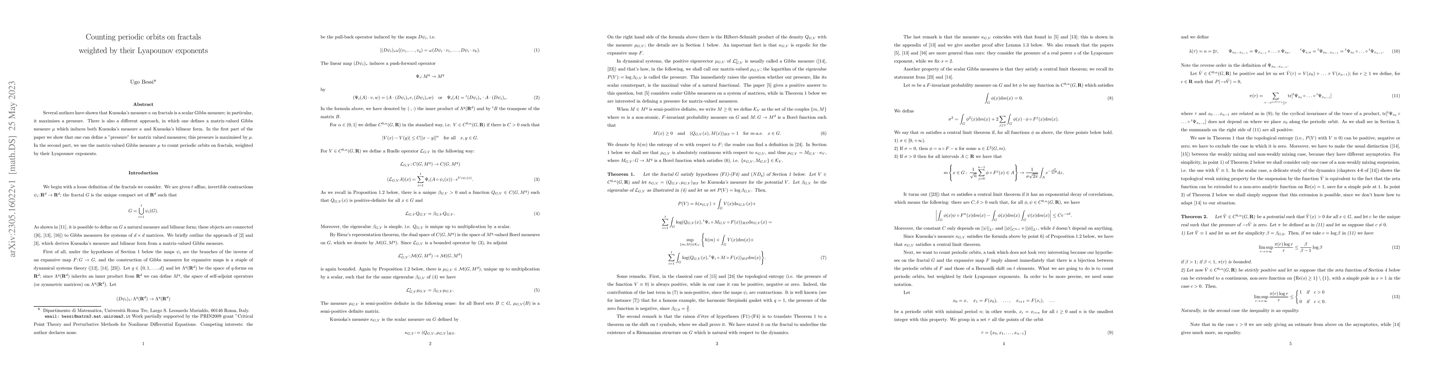 Thumbnail for Counting periodic orbits on fractals weighted by their Lyapunov
  exponents