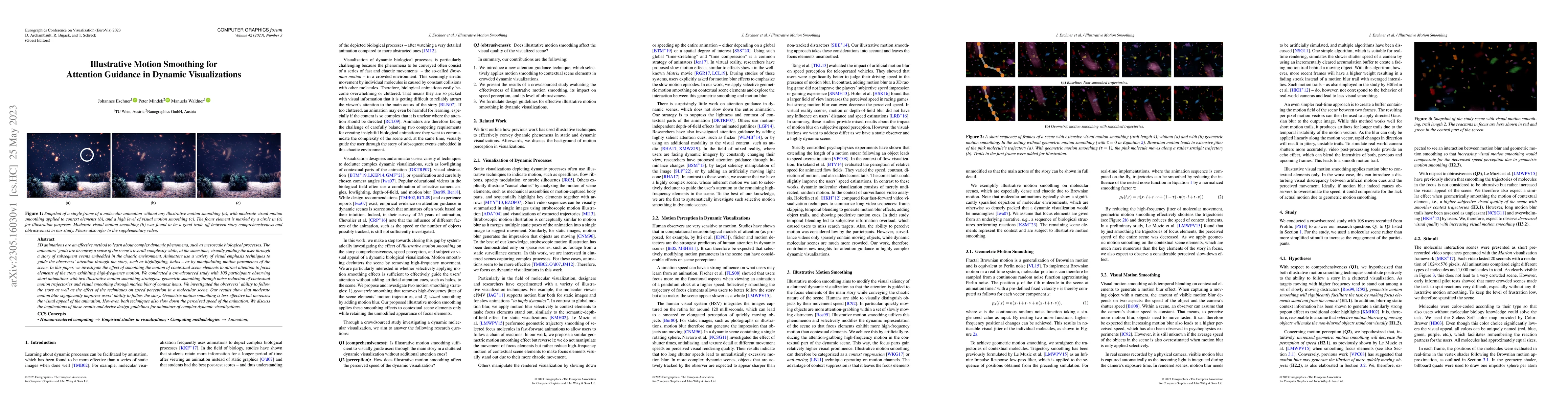Thumbnail for Illustrative Motion Smoothing for Attention Guidance in Dynamic
  Visualizations