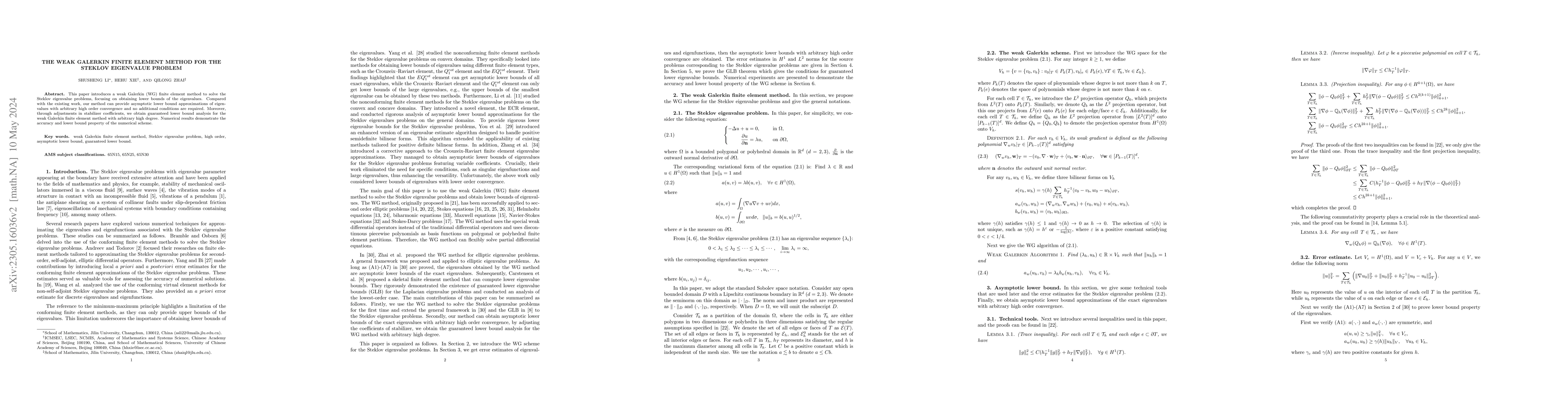 Thumbnail for The weak Galerkin finite element method for the Steklov eigenvalue
  problem