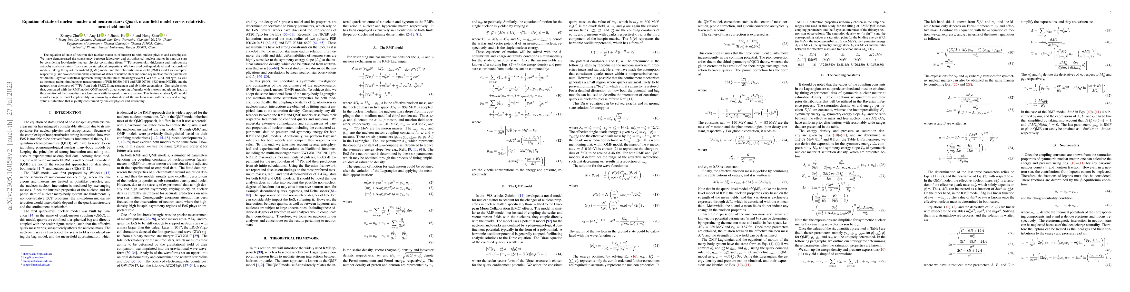 Thumbnail for Equation of state of nuclear matter and neutron stars: Quark mean-field
  model versus relativistic mean-field model