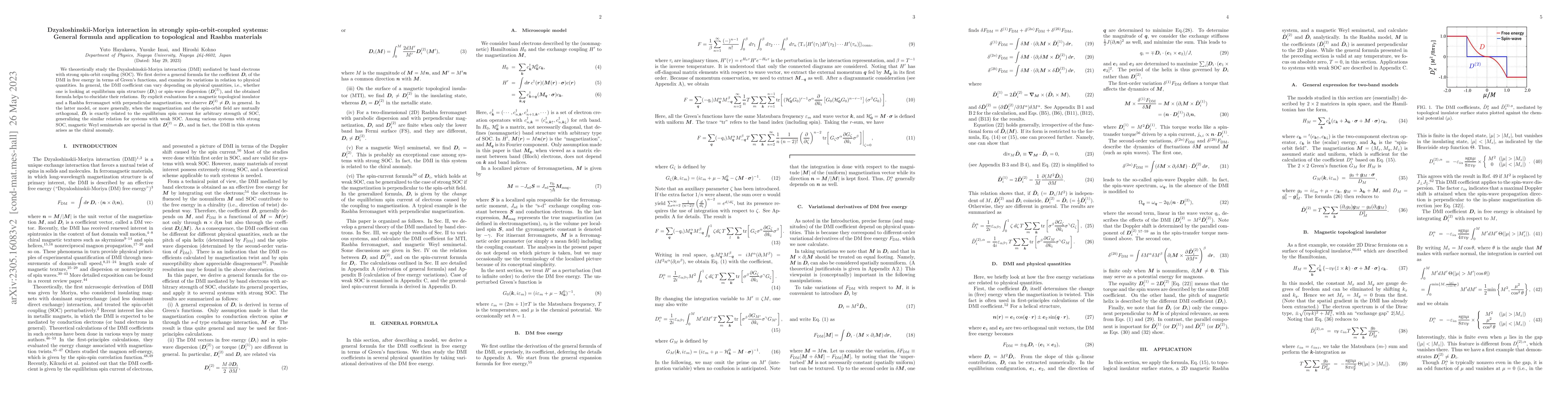 Thumbnail for Dzyaloshinskii-Moriya interaction in strongly spin-orbit-coupled
  systems: General formula and application to topological and Rashba materials