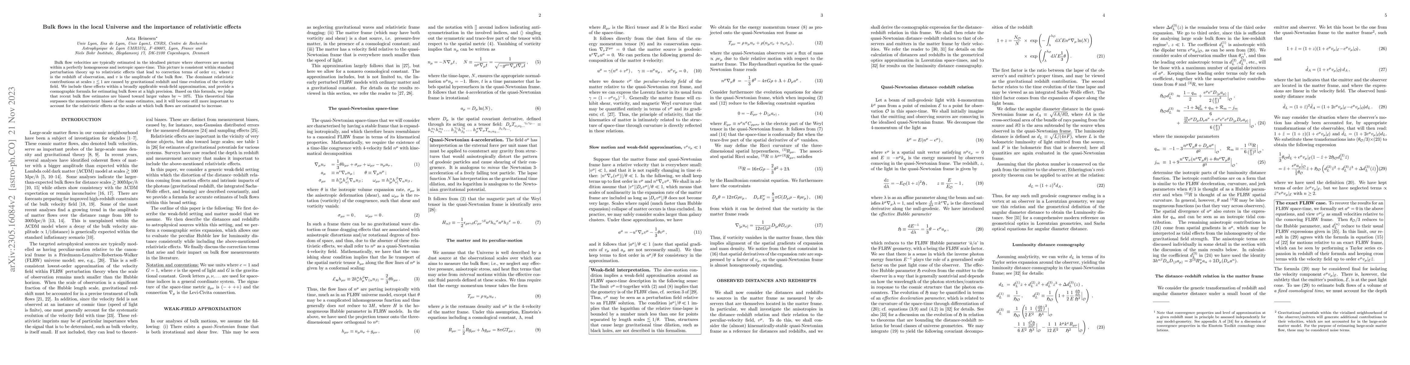 Thumbnail for Bulk flows in the local Universe and the importance of relativistic
  effects