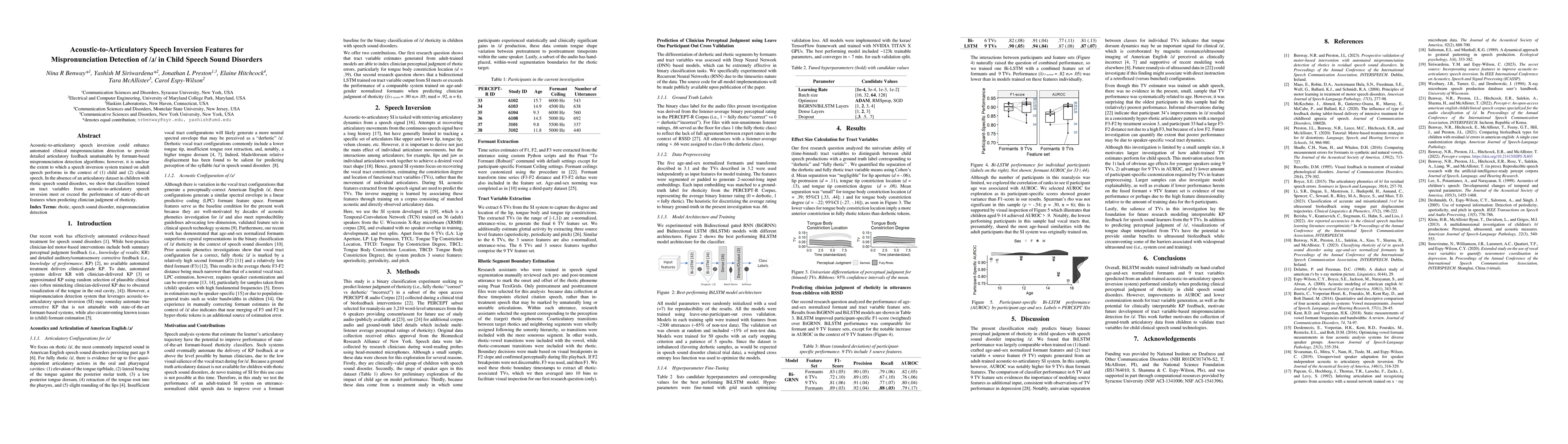 Thumbnail for Acoustic-to-Articulatory Speech Inversion Features for Mispronunciation
  Detection of /r/ in Child Speech Sound Disorders