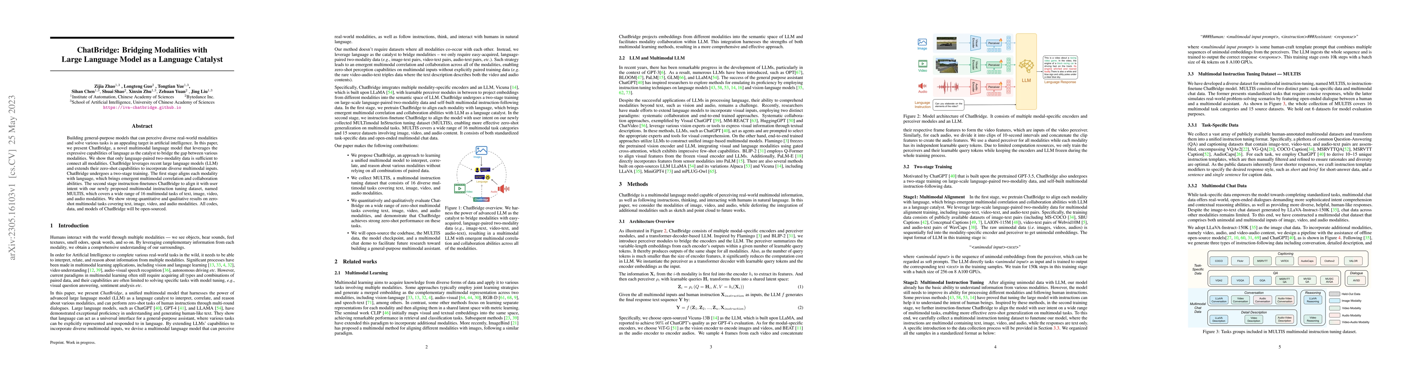 Thumbnail for ChatBridge: Bridging Modalities with Large Language Model as a Language
  Catalyst