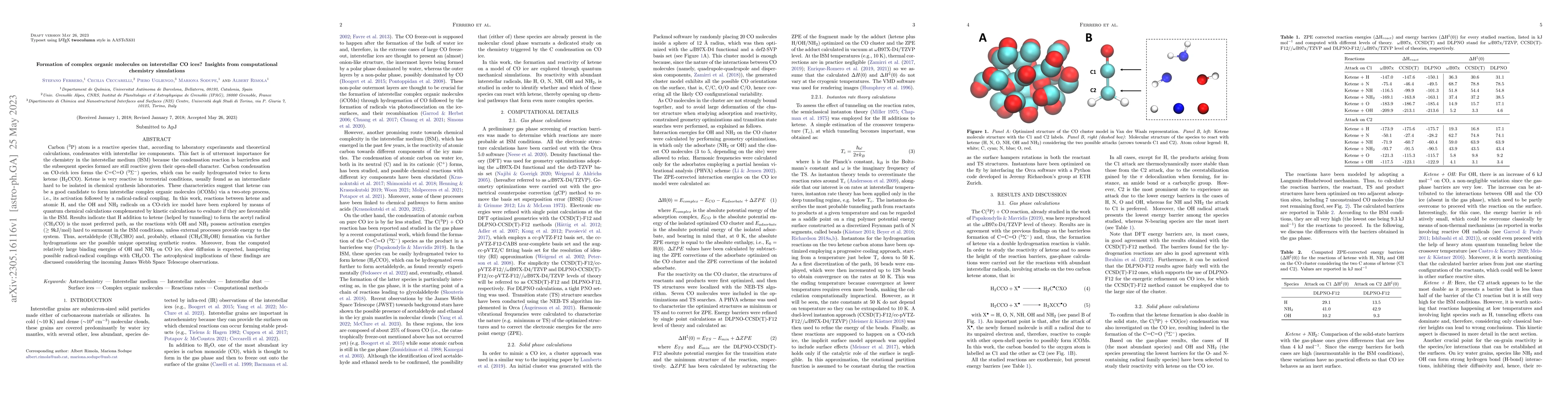 Thumbnail for Formation of complex organic molecules on interstellar CO ices? Insights
  from computational chemistry simulations
