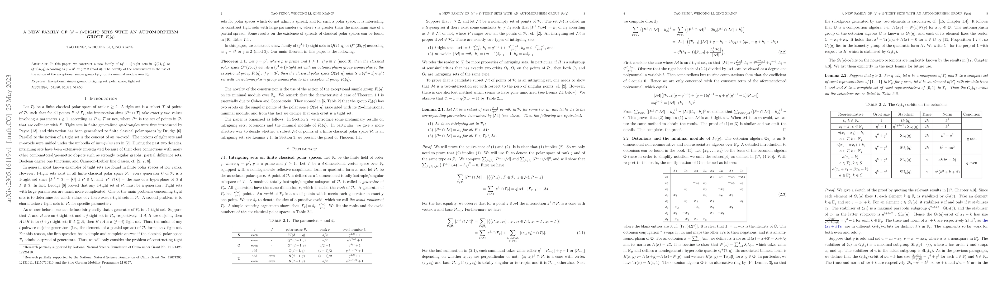 Thumbnail for A new family of $(q^4+1)$-tight sets with an automorphism group $F_4(q)$