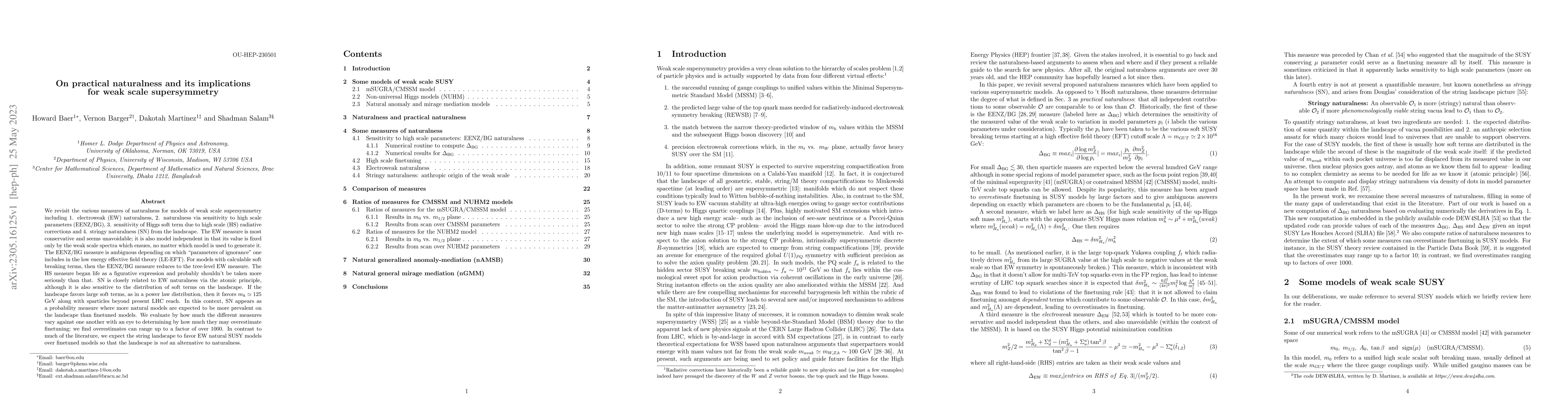 Thumbnail for On practical naturalness and its implications for weak scale
  supersymmetry
