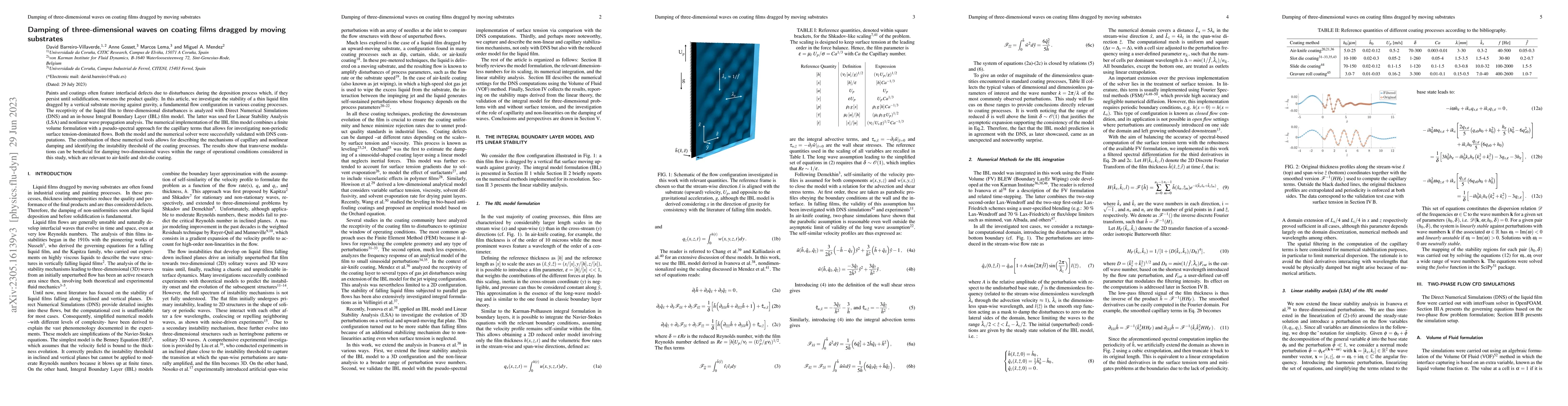 Thumbnail for Damping of three-dimensional waves on coating films dragged by moving
  substrates