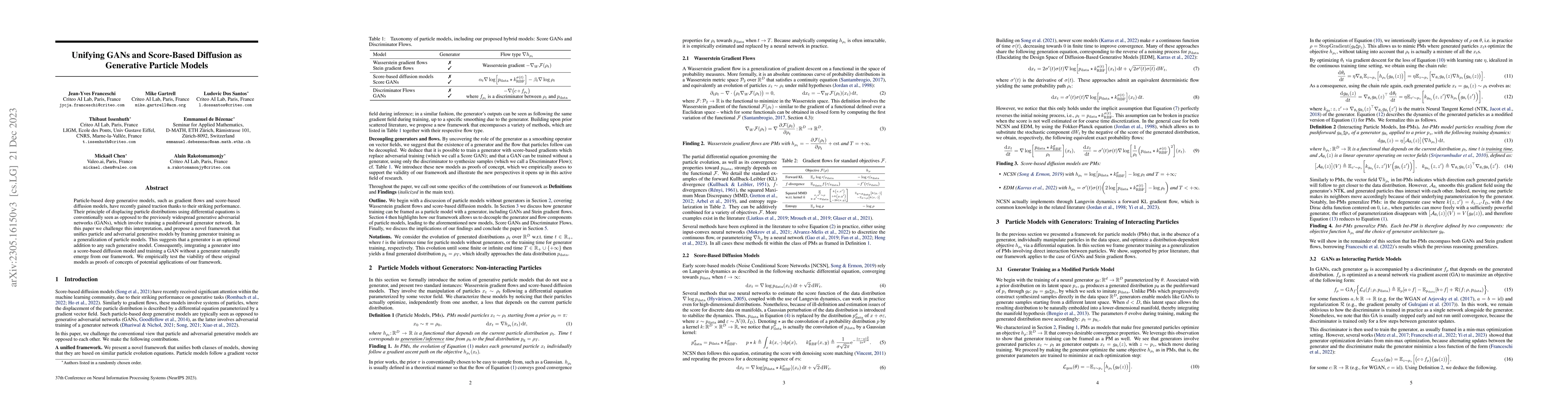 Thumbnail for Unifying GANs and Score-Based Diffusion as Generative Particle Models