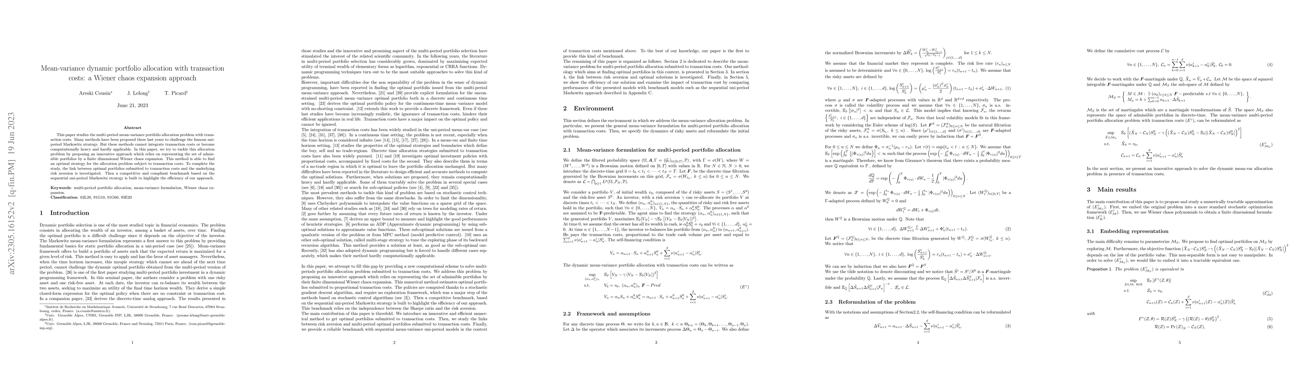 Thumbnail for Mean-variance dynamic portfolio allocation with transaction costs: a
  Wiener chaos expansion approach