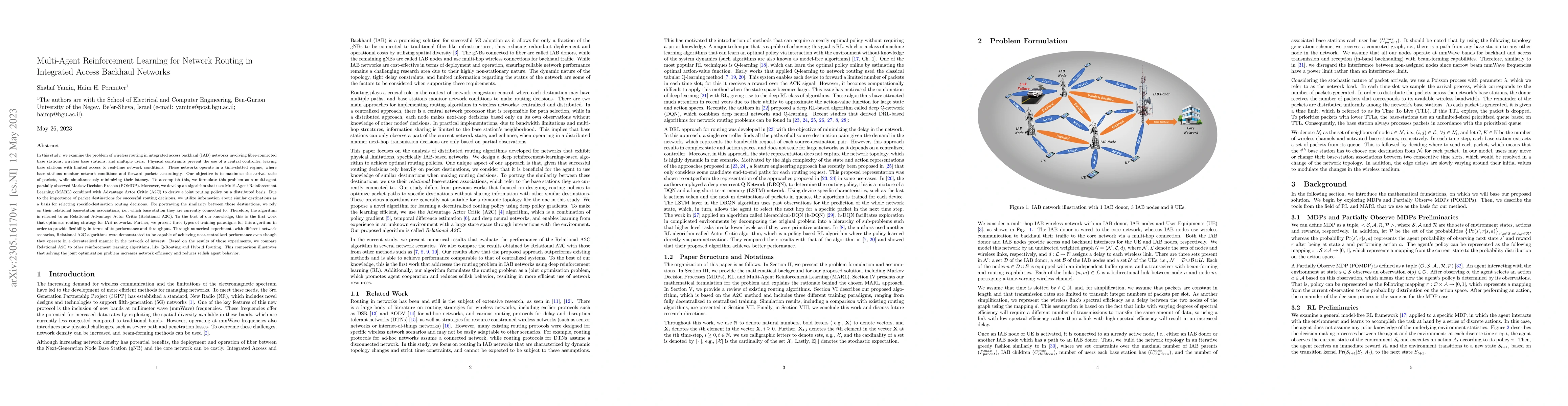 Thumbnail for Multi-Agent Reinforcement Learning for Network Routing in Integrated
  Access Backhaul Networks
