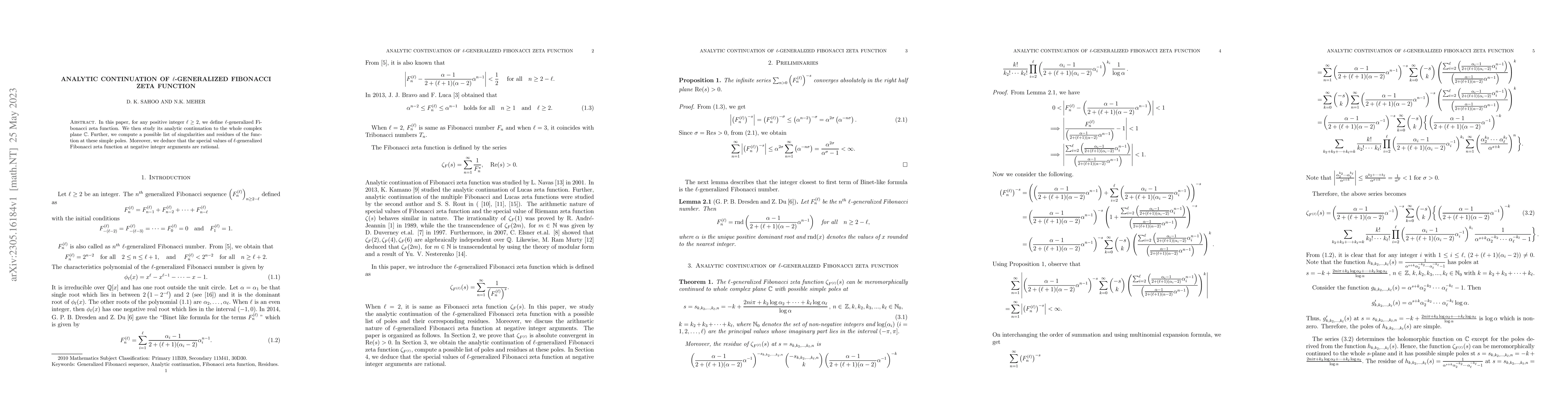 Thumbnail for Analytic continuation of $\ell$-generalized Fibonacci zeta function