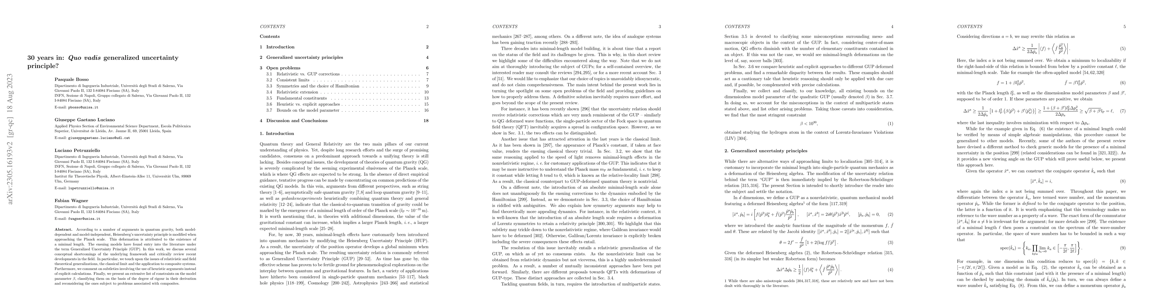 Thumbnail for 30 years in: Quo vadis generalized uncertainty principle?