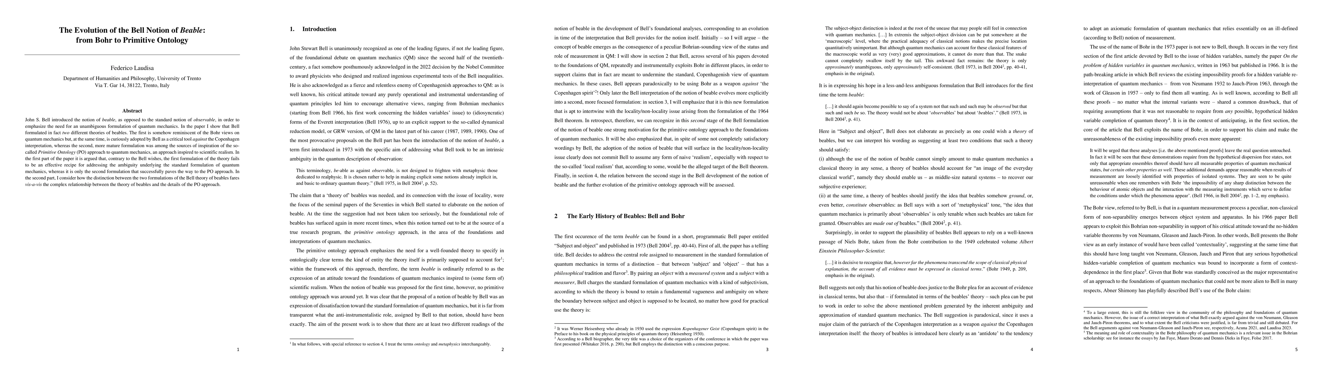 Thumbnail for The Evolution of the Bell Notion of Beable: from Bohr to Primitive
  Ontology