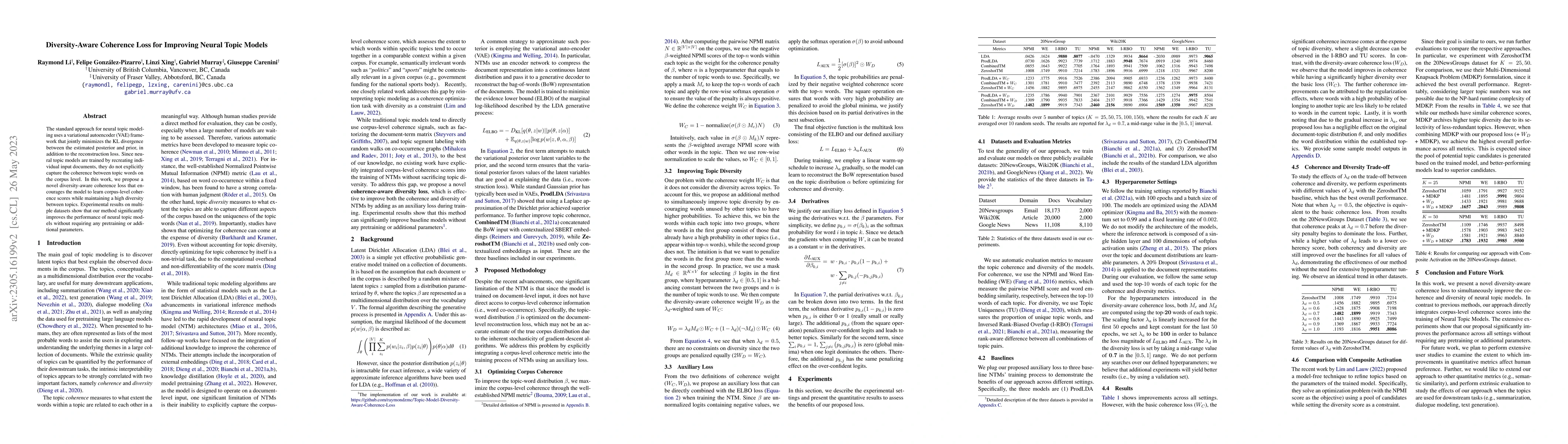 Thumbnail for Diversity-Aware Coherence Loss for Improving Neural Topic Models