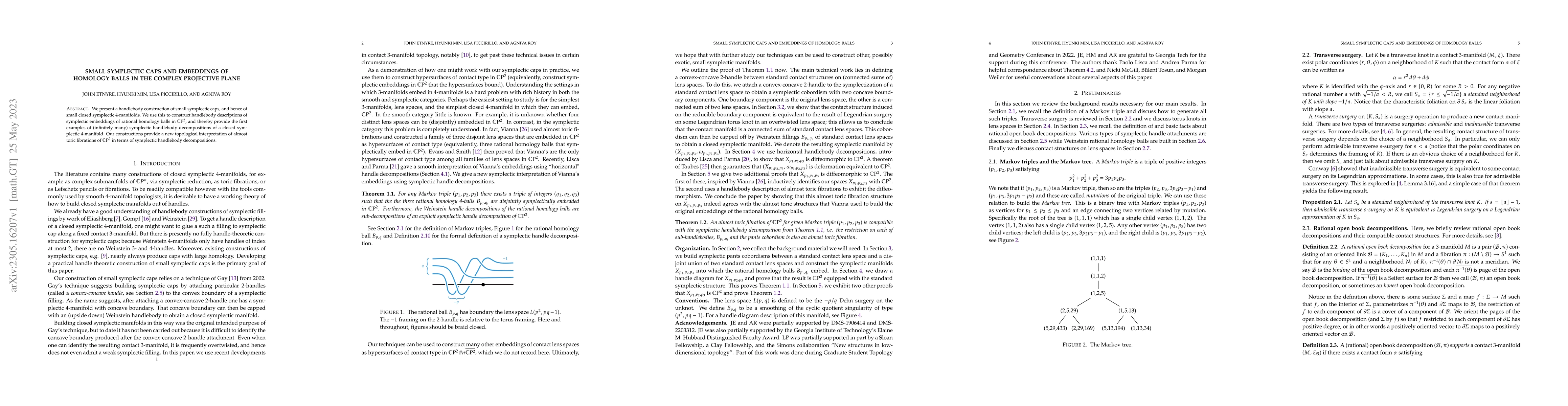 Thumbnail for Small symplectic caps and embeddings of homology balls in the complex
  projective plane
