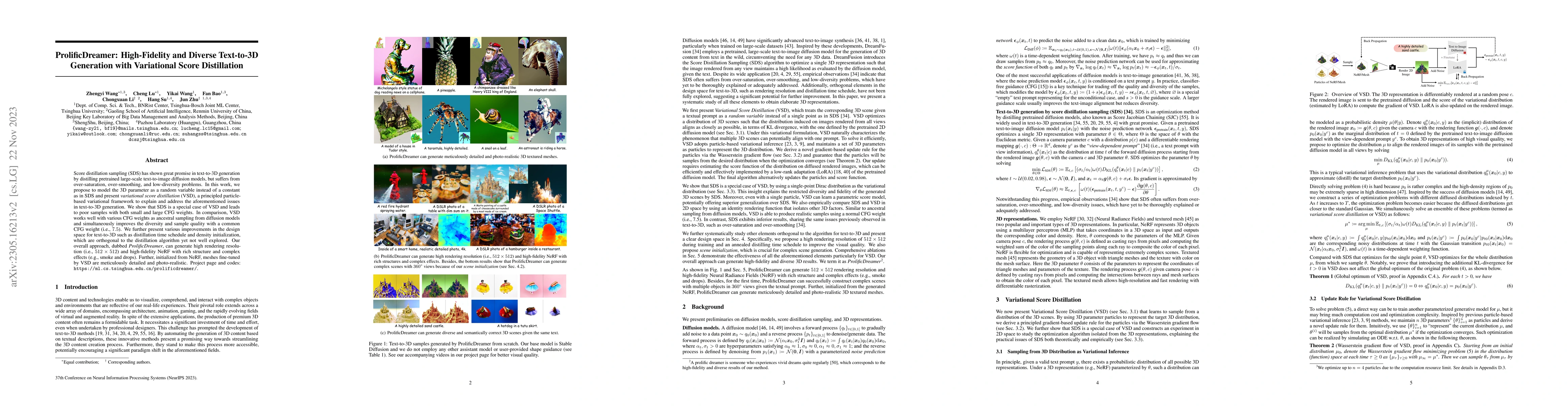 Thumbnail for ProlificDreamer: High-Fidelity and Diverse Text-to-3D Generation with
  Variational Score Distillation