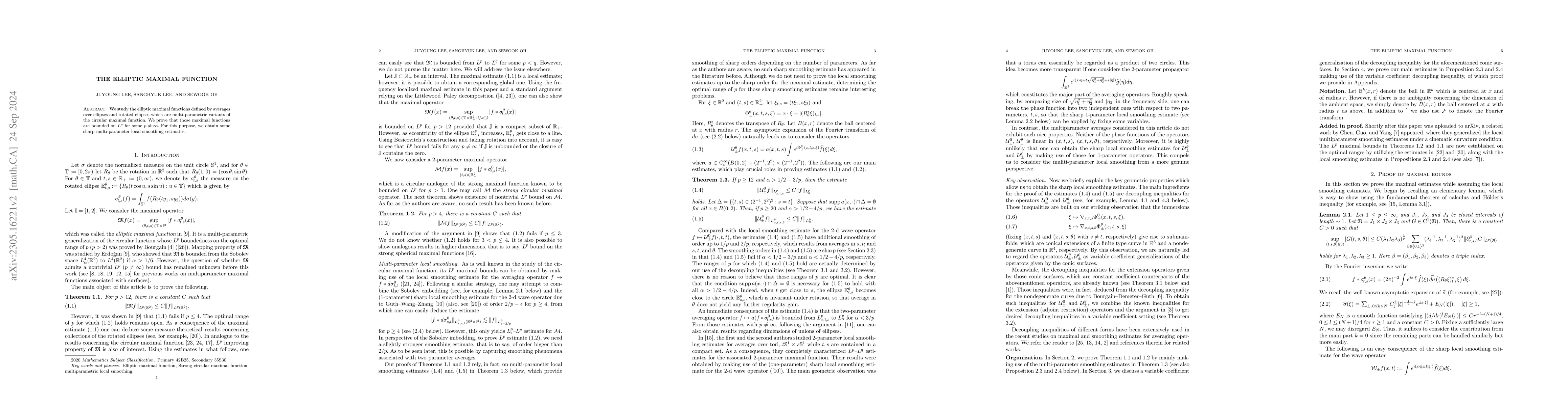 Thumbnail for The elliptic maximal function