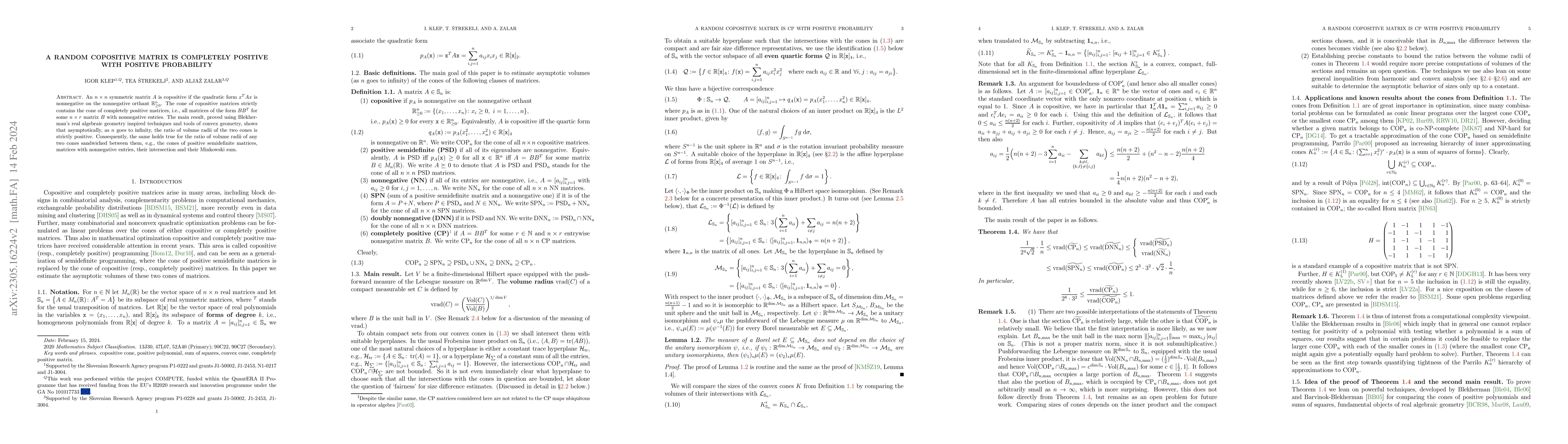 Thumbnail for A random copositive matrix is completely positive with positive
  probability