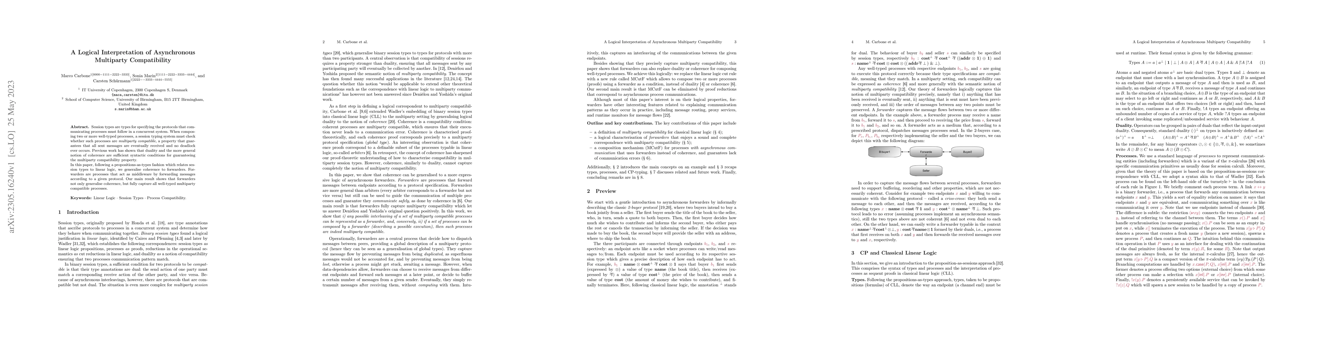 Thumbnail for A Logical Interpretation of Asynchronous Multiparty Compatibility