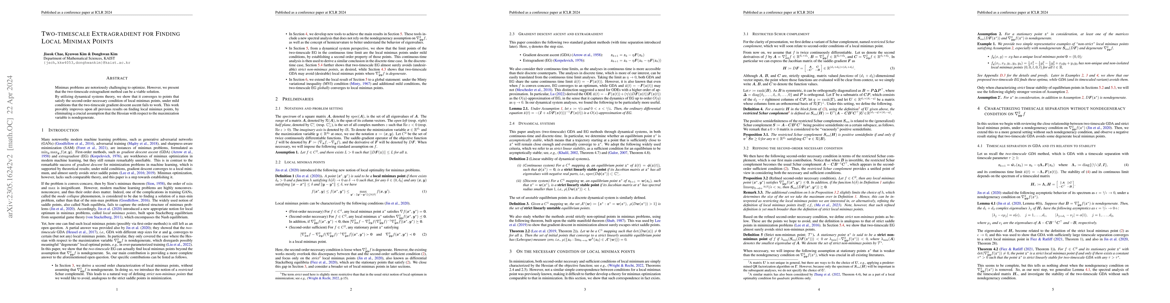 Thumbnail for Two-timescale Extragradient for Finding Local Minimax Points