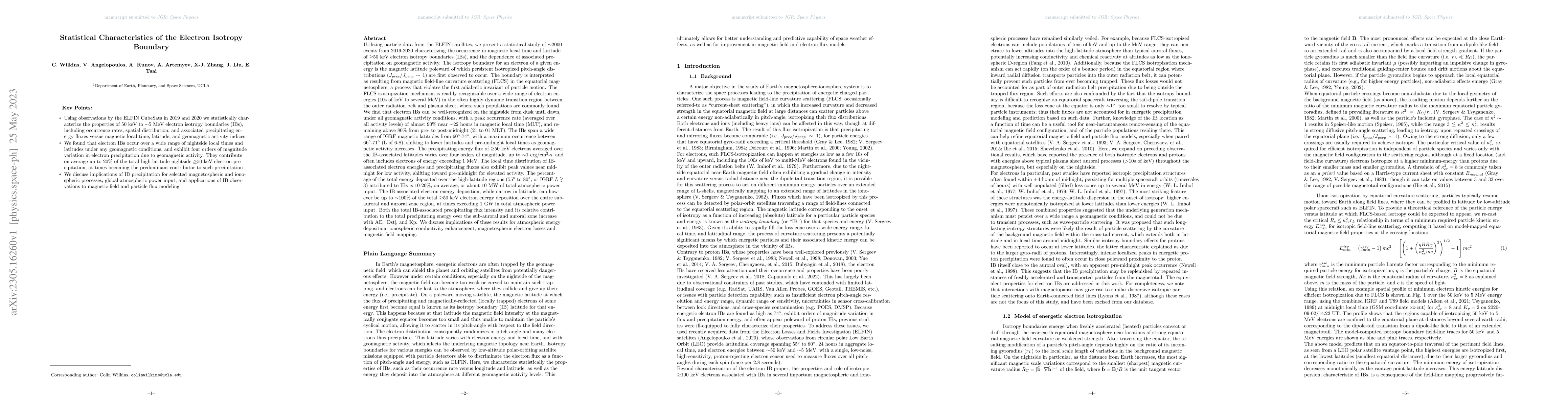Thumbnail for Statistical Characteristics of the Electron Isotropy Boundary