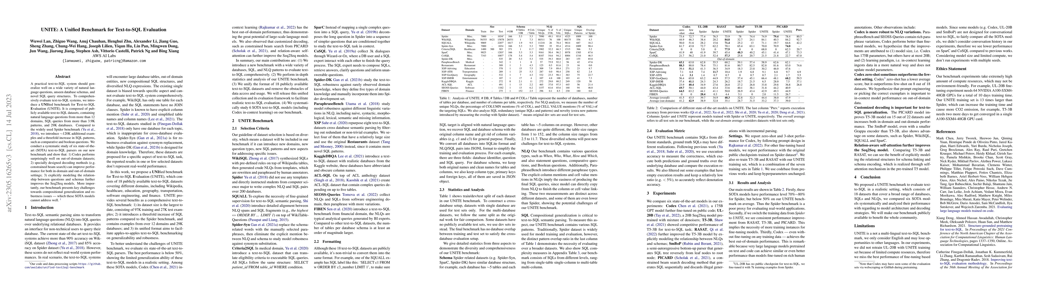 Thumbnail for UNITE: A Unified Benchmark for Text-to-SQL Evaluation