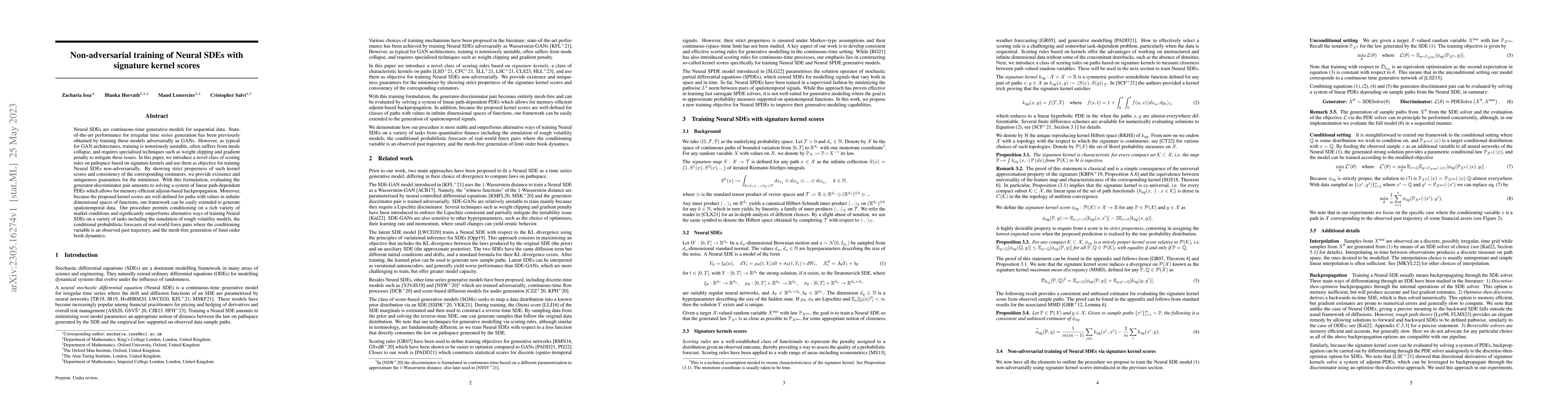 Thumbnail for Non-adversarial training of Neural SDEs with signature kernel scores
