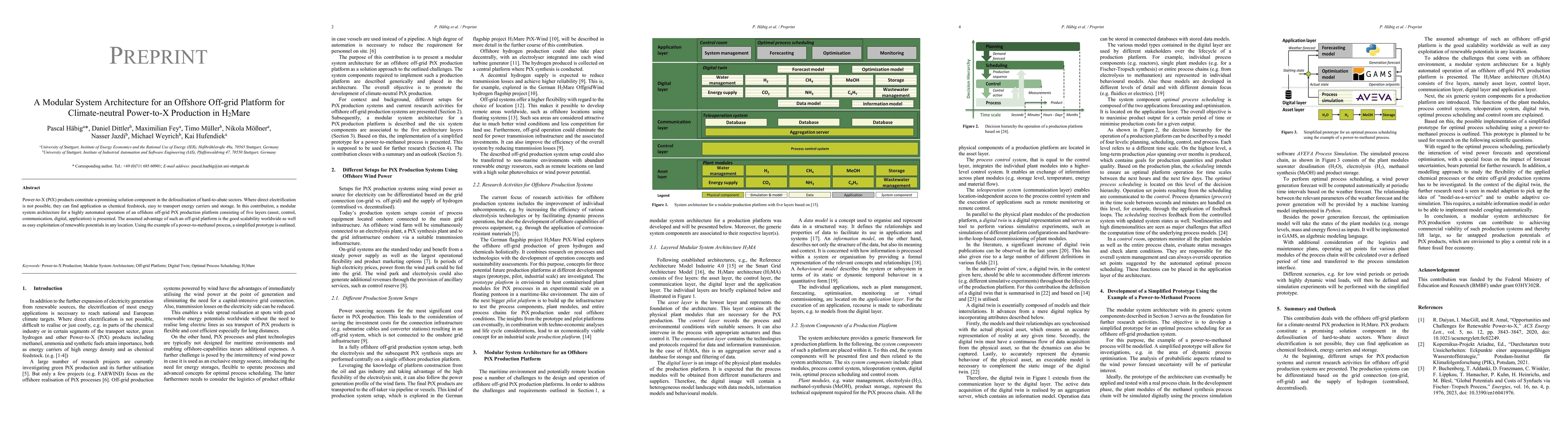 Thumbnail for A Modular System Architecture for an Offshore Off-grid Platform for
  Climate neutral Power-to-X Production in H2Mare