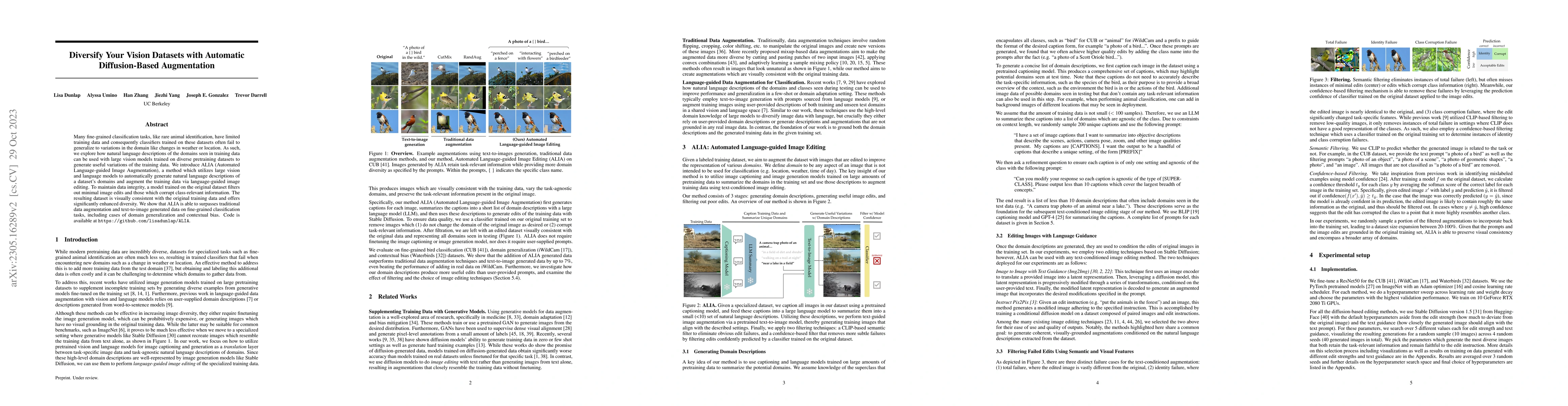 Thumbnail for Diversify Your Vision Datasets with Automatic Diffusion-Based
  Augmentation