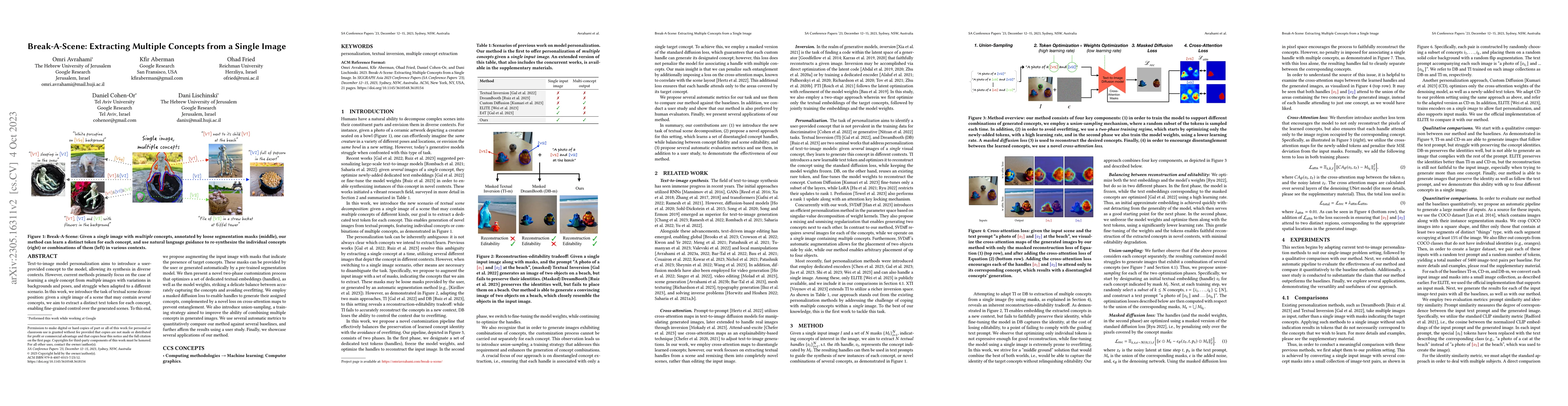 Thumbnail for Break-A-Scene: Extracting Multiple Concepts from a Single Image