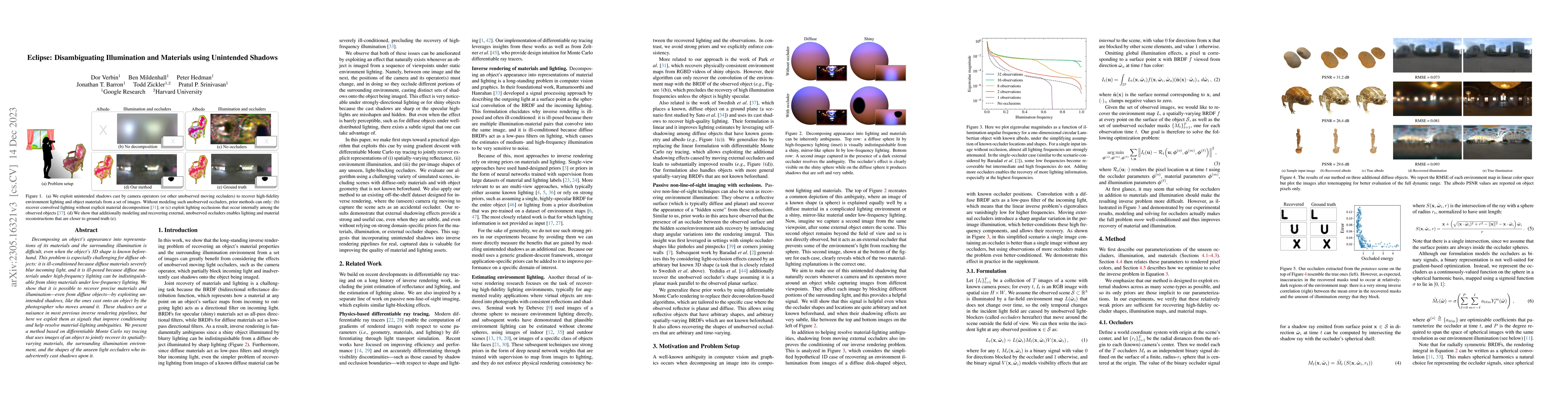 Thumbnail for Eclipse: Disambiguating Illumination and Materials using Unintended
  Shadows