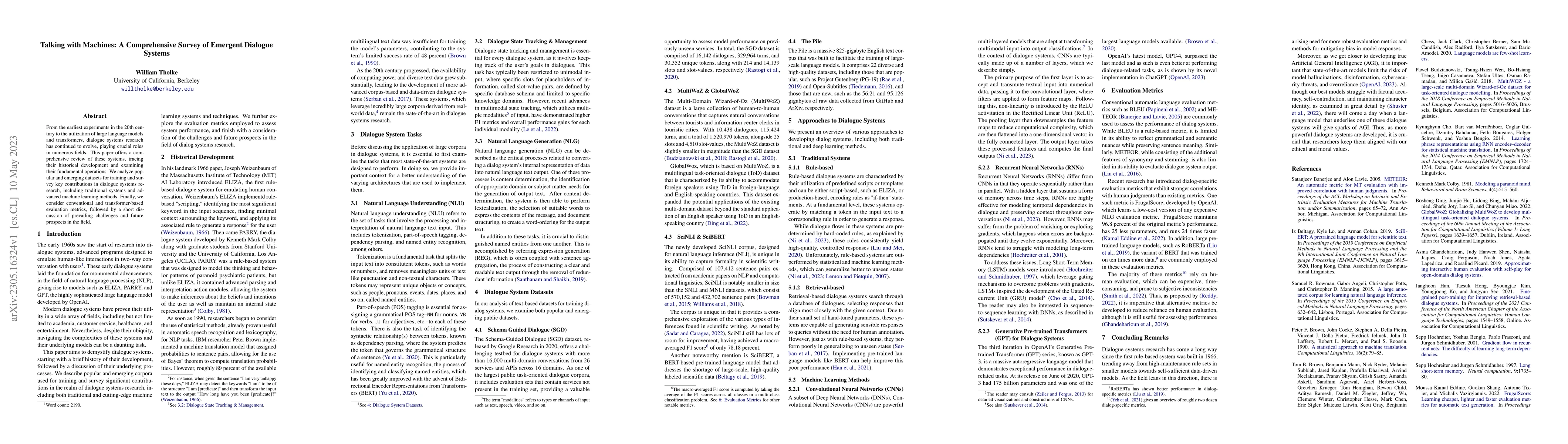 Thumbnail for Talking with Machines: A Comprehensive Survey of Emergent Dialogue
  Systems