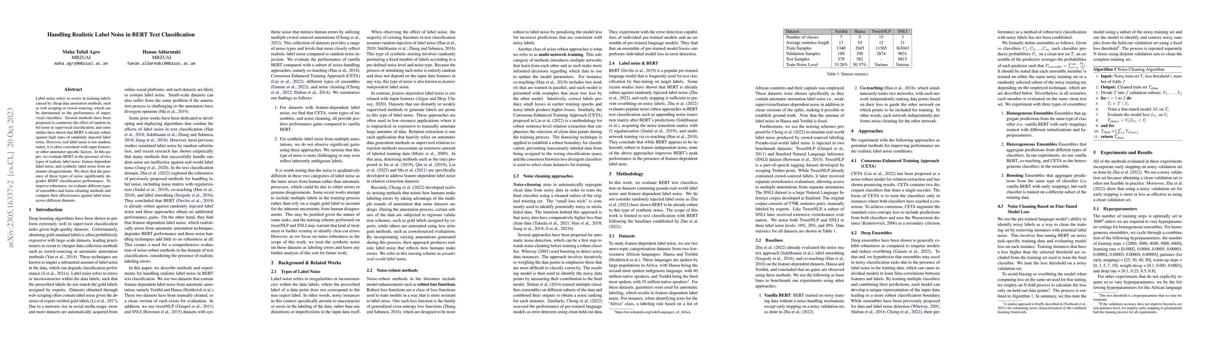 Thumbnail for Handling Realistic Label Noise in BERT Text Classification