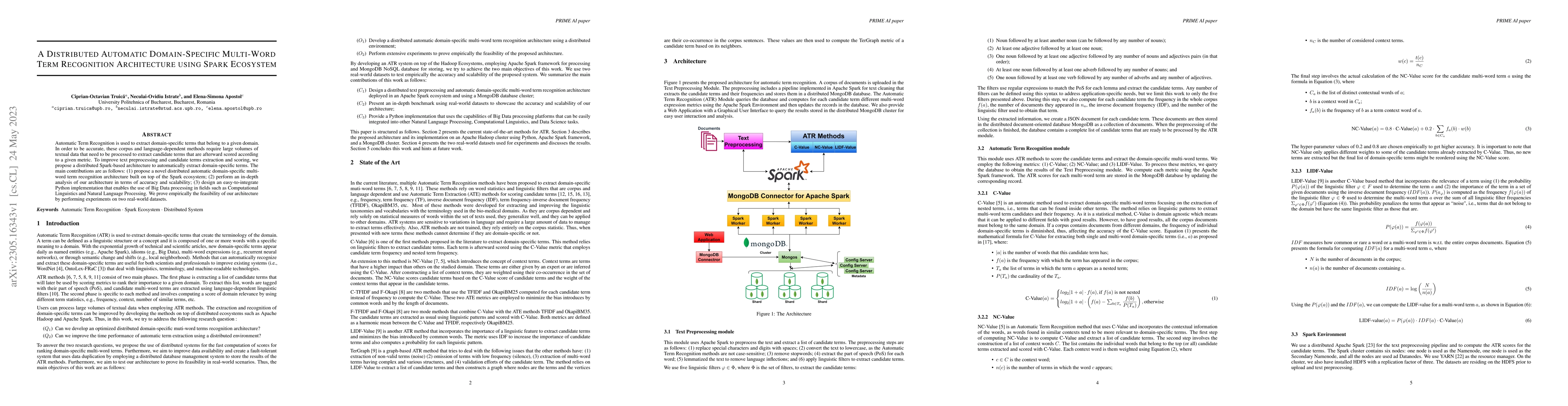 Thumbnail for A Distributed Automatic Domain-Specific Multi-Word Term Recognition
  Architecture using Spark Ecosystem
